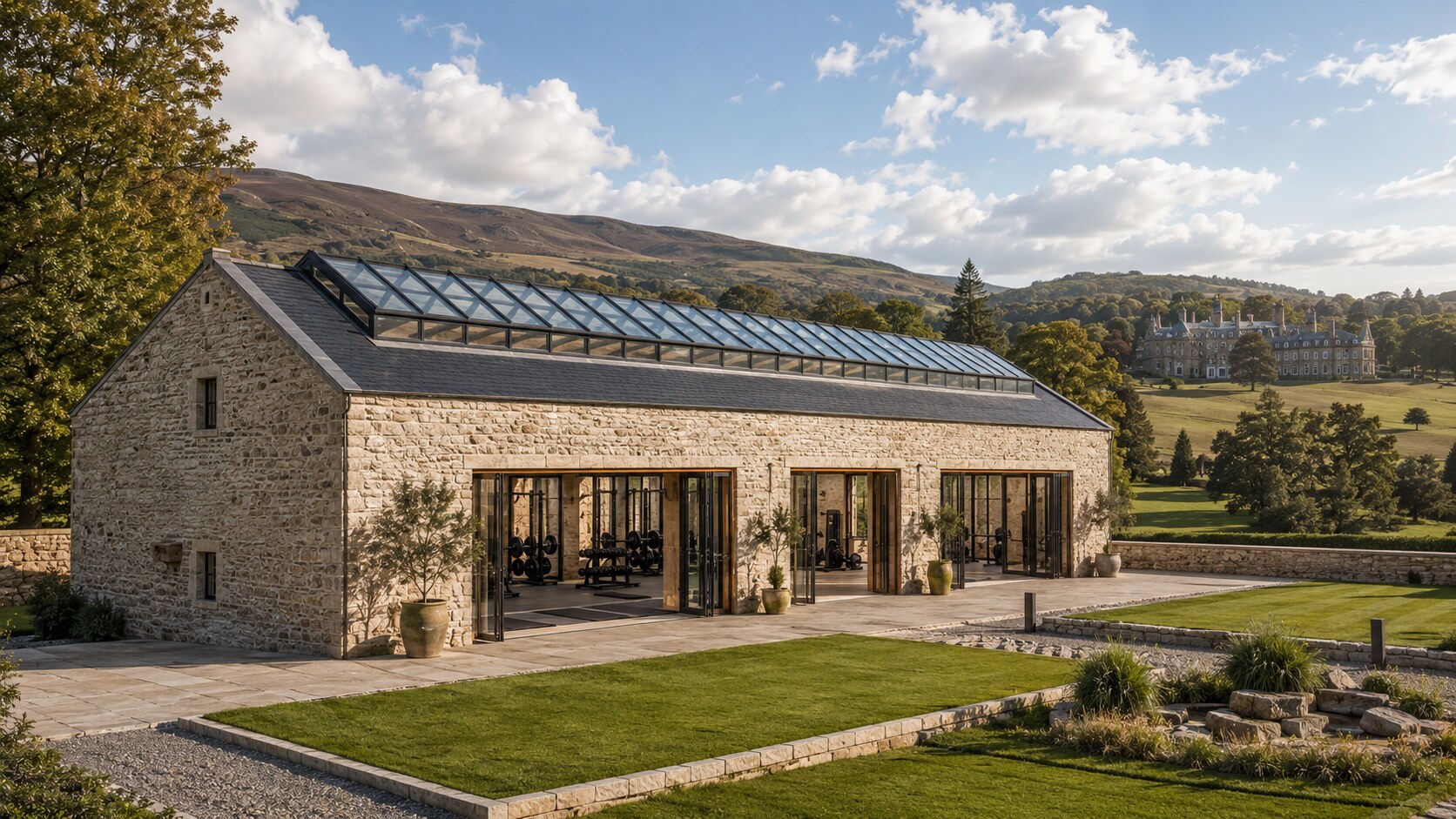Exterior vision of a refurbished Scottish estate building for NORTH/FIELD